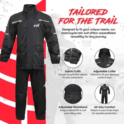 Miniatura 4 de HWK Traje de lluvia para motocicleta para hombres y mujeres, equipo de lluvia para motocicleta impermeable de dos piezas con chaqueta y pantalones