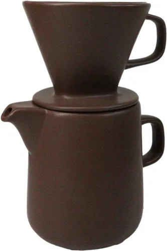 Ebros Gift Colorido acabado mate de porcelana portátil artesanal artesanal estilo barista cafetera jarra con filtro verter sobre gotero juego de