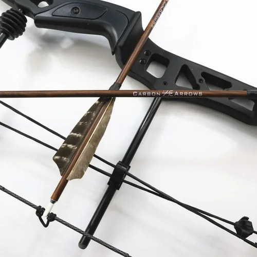 Miniatura 7 de Tiro con arco flechas de carbono de grano de madera eje 500 columna vertebral con plumas Fletching para caza tiro