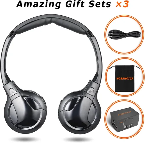 Miniatura 4 de KOBANOICA Auriculares IR para DVD de coche, auriculares inalámbricos para automóvil, auriculares universales de 2 canales infrarrojos para sistema