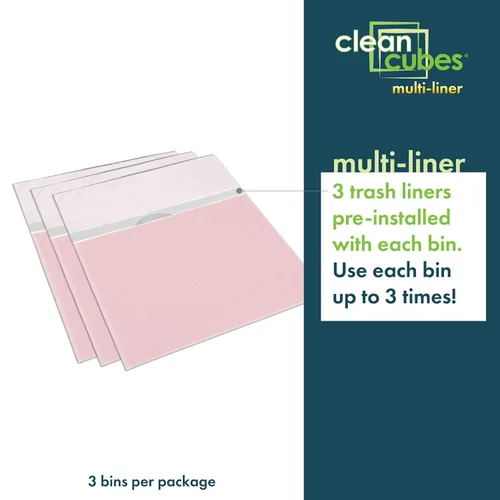 Miniatura 2 de Clean Cubes Botes de basura emergentes desechables de 13 galones (paquete de 3, multi-forro) con bolsas ajustadas – Contenedores plegables de basura