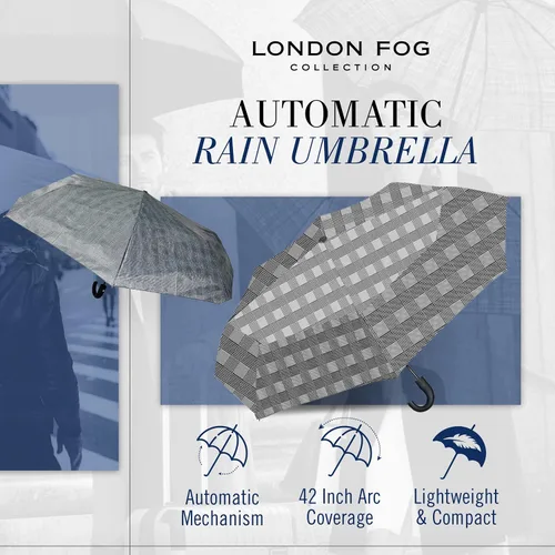Miniatura 2 de London Fog Rain Umbrella, Automatic Folding Umbrella, Windproof, Lightweight and Packable for Travel, Full 4244 Inch Arc
