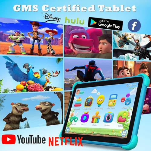 Miniatura 2 de Tablet para niños de 10 pulgadas, tablet para niños, tabletas Android para niños pequeños con estuche, tabletas para niños con control parental