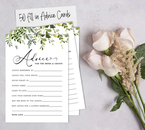 Miniatura 6 de Paquete de 50 tarjetas de consejos de vegetación, consejos y deseos para la novia y el novio, actividades de juego de boda Mr y Mrs de 5 x 7 pulgadas
