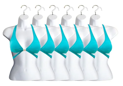 Miniatura 24 de Maniquí femenino con espalda hueca y cuerpo apilable con ganchos para colgar para exhibición de camisetas, encimera, ferias de manualidades, fotos