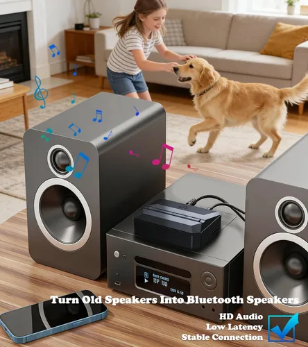 Miniatura 2 de KAIY Receptor Bluetooth para estéreo doméstico con NFC, receptores de audio inalámbricos y adaptadores con RCA y AUX de 0.138 in, adaptador