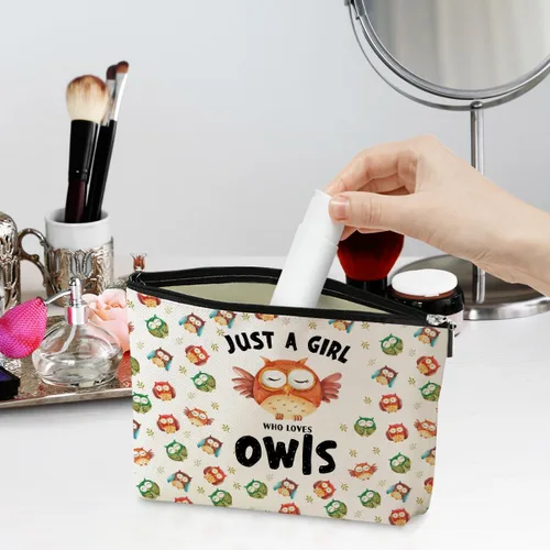 Miniatura 2 de jeilink Lindo bolso de maquillaje divertido erizo bolsas cosméticos regalos erizo suministros de erizo para animales, Chica ama a los búhos, Casual