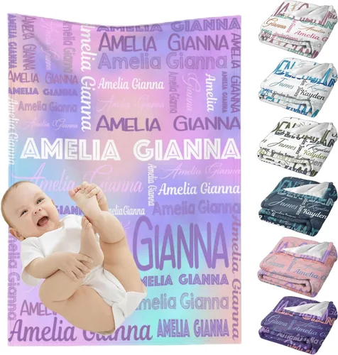 Miniatura 22 de Mantas de bebé personalizadas para niñas y niños, mantas de bebé personalizadas con nombre para niños y niñas, regalos personalizados para bebés