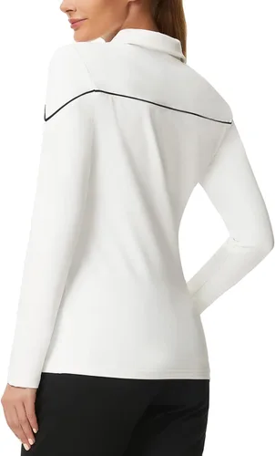 Miniatura 5 de JACK SMITH Polo de golf para mujer, ajuste seco, UPF 50+, manga larga, con cremallera, ajuste delgado, atlético, con soporte para camiseta