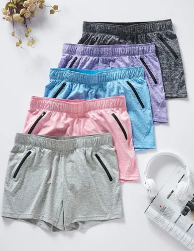 Miniatura 3 de Liberty Imports 1 o 5 paquetes de pantalones cortos de gimnasio para mujer con bolsillos con cremallera, ropa casual de salón para mujer activa