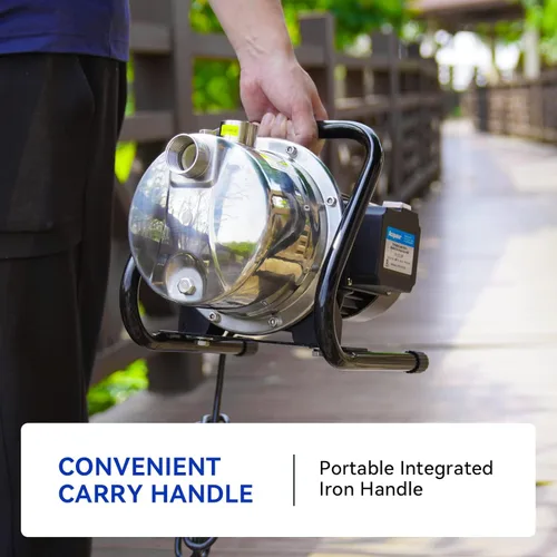 Miniatura 3 de Acquaer Bomba de Pozo Superficial Portátil de 1.2 HP para Jardín, de Acero Inoxidable, 1210 GPH, 115V, Bomba de Aspersor para Transferencia de Agua