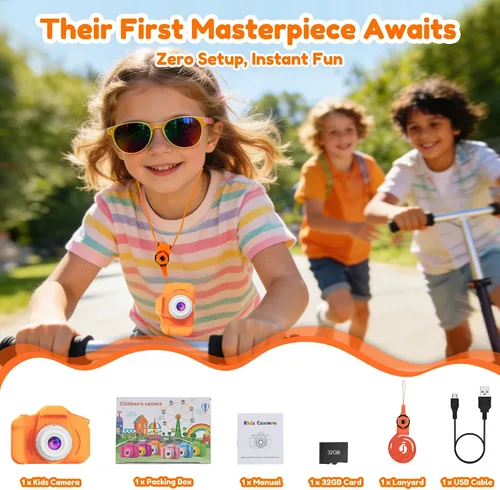 Miniatura 7 de PROGRACE Cámara de regalo para niños con tarjeta SD de 32G para niños y niñas de 3 a 12, 1080P HD, mini cámara digital Vlogging, cámara de video