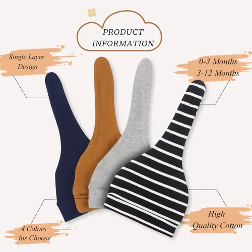 Miniatura 2 de Newborn Hats for Boys Cotton Newborn Beanies Autumn Winter Infant Baby Girls Hat 0-12 Months