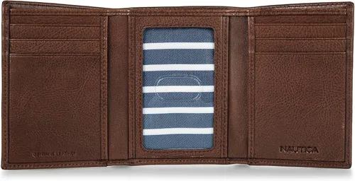 Miniatura 15 de Nautica Men's Trifold Wallet RFID Blocking Protection ID Window Card Slots Genuine Leather Durable