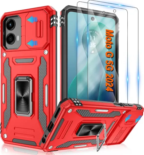 Miniatura 16 de Atump Funda para Motorola Moto G Play 2024 (4G) con [paquete de 2] protector de pantalla HD y cubierta para cámara deslizante, soporte de anillo