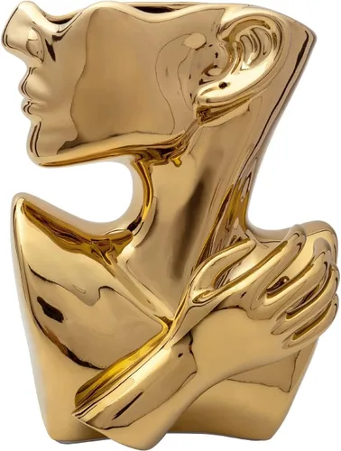 GDYOOSHOW Jarrones faciales para flores, maceta de busto, jarrón de cerámica para exhibir joyas, color dorado, 9.84 pulgadas de alto, adecuado para