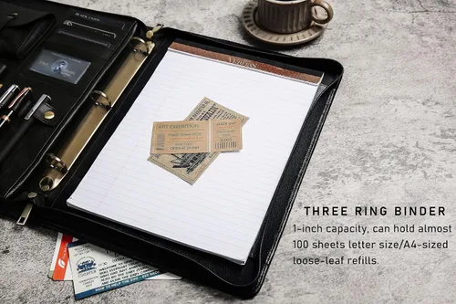 Miniatura 7 de DUKE&COW Cartera de cuero con carpeta de 3 anillos, folio ejecutivo personalizado, carpeta de cuero grabada, regalo personalizado para hombres