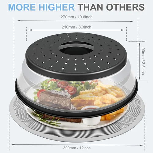 Miniatura 6 de LekDrok - Paquete de 2 fundas para alimentos para microondas con tapete de 10 pulgadas, tapete como soporte para tazón, cubierta para protector