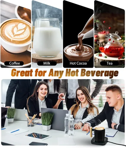 Miniatura 6 de Juego de calentador de taza de café para escritorio, taza de calentamiento con control de temperatura para chocolate caliente, cacao y té, uso