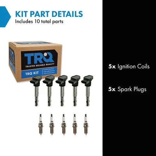 Miniatura 2 de TRQ Kit de bobina de encendido y bujía, 10 piezas de bujías de iridio compatibles con Volkswagen Beetle 2006-2014 Golf 2005-2014 Jetta 2012-2014
