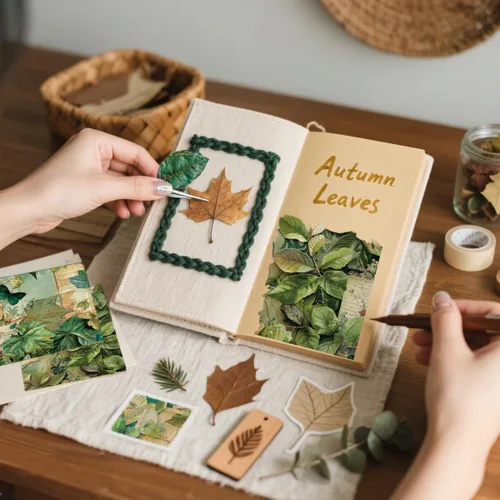 Miniatura 4 de Bloc de papel para álbum de recortes, 6 x 6 pulgadas, 24 hojas de papel de manualidades con patrón de bosque verde para diario basura, collage