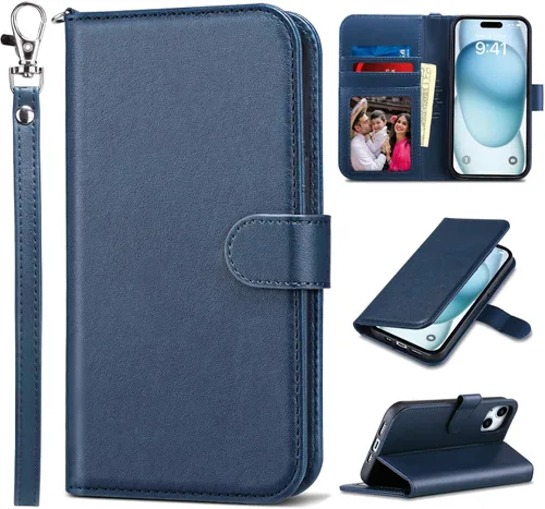 Miniatura 52 de ULAK Compatible con iPhone 15 Estuche tipo cartera para mujer, funda tipo billetera de piel PU premium con tarjetero, función de caballete, estuche