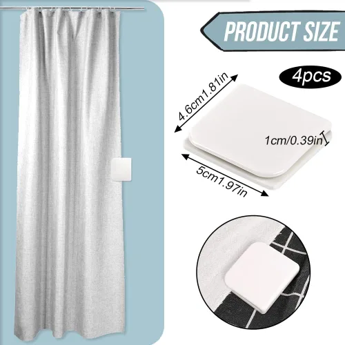 Miniatura 6 de 4 abrazaderas de cortina de ducha, clips autoadhesivos para cortina de protección contra salpicaduras, clip resistente al viento para colgar