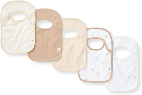 Burt's Bees Baby Baberos unisex para bebé, trapos de baba de hombro de solapa, 100% algodón orgánico con baberos absorbentes de toalla de rizo