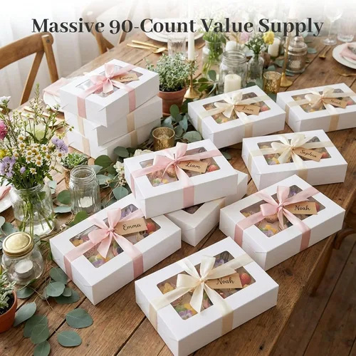 Miniatura 5 de VGOODALL 6 cajas blancas para cupcakes, paquete de 15 recipientes para cupcakes, 9.5 x 6.3 x 3 pulgadas, con capacidad para 90 cajas de pastelería