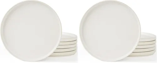 Miniatura 17 de famiware Star Platos de Ensalada para 6, Juego de Platos de 8 Pulgadas, Vajilla de Gres, Platos Pequeños para Postre, Ensalada, Aperitivo, Blanco