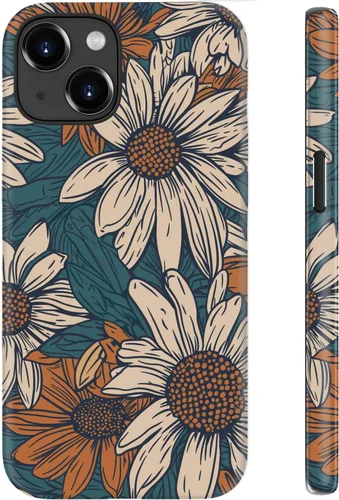 Miniatura 36 de Funda para iPhone 12 Mini, compatible con carga inalámbrica, protección de doble capa con elegante diseño de flores silvestres, silicona suave +
