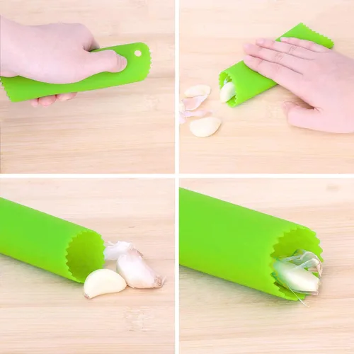 Miniatura 4 de Mecedora de prensa de ajo, trituradora de ajo de acero inoxidable, accesorios de cocina profesional, picadora de ajo con mango ergonómico, pelador