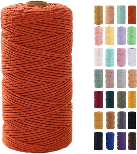 Miniatura 61 de Cordón de macramé gris rosado de 0.118 in x 109 yardas, cuerda de algodón colorido de algodón suave para colgar en la pared, colgar plantas