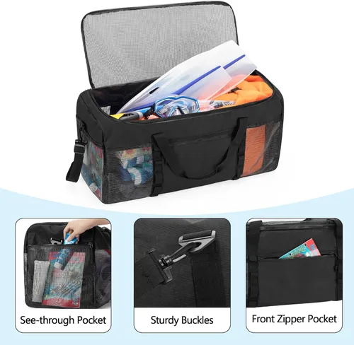 Miniatura 3 de Fasrom Bolsa de lona XL de malla para equipo de buceo, bolsa deportiva de gran tamaño para esnórquel, natación, artículos de playa y gimnasio