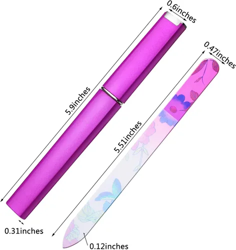 Miniatura 2 de Mudder Paquete de 5 limas de uñas de cristal con estuche para mujer, lima de uñas de cristal de doble cara para uñas naturales, cuidado de manicura