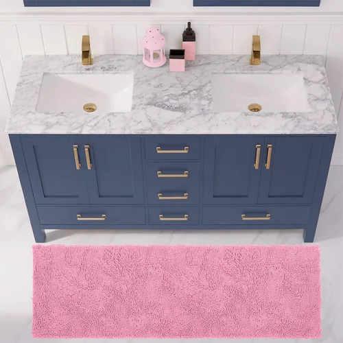 Miniatura 54 de LuxUrux Tapete de microfibra afelpada, de felpilla extrasuave, pelo largo de 1 pulgada, muy absorbente, para baño o ducha, lavar y secar a máquina