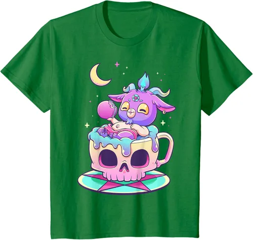 Miniatura 35 de Kawaii Pastel Goth Cute espeluznante Pentáculo Baphomet - Camiseta de cabra, Negro