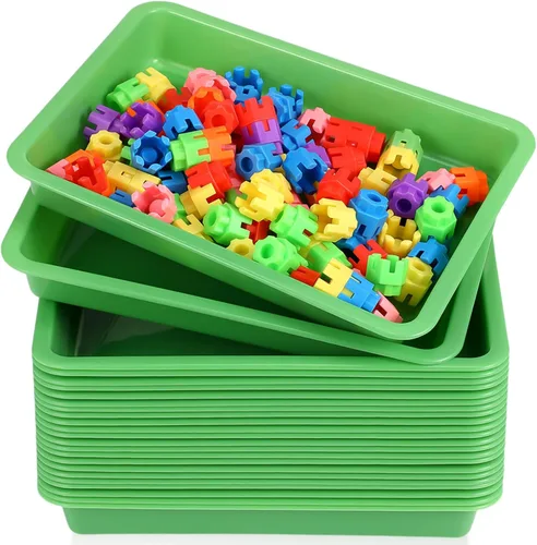 Miniatura 8 de Maitys 24 bandejas de arte de plástico para actividades para niños, organizador apilable de almacenamiento poco profundo para manualidades, libros