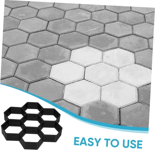 Miniatura 7 de Cabilock Molde de piedra para pavimentar, molde de plástico con forma geométrica hexagonal para suelo de cemento, molde reutilizable para escalones