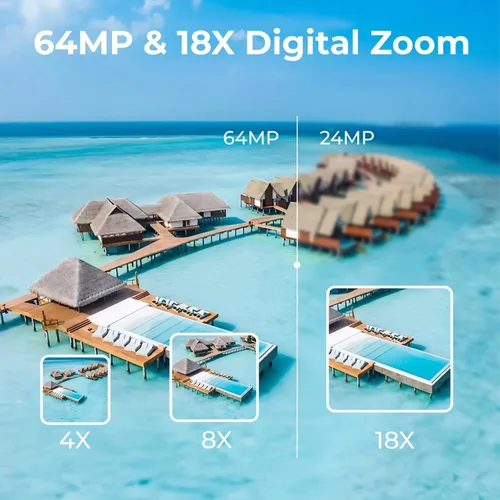 Miniatura 3 de Videocámara, Cámara de Video Vlogging para Youtubers con Zoom Digital 18X 64MP Pantalla de 3” 270° de Rotación Cámara 4k para Grabación de Video