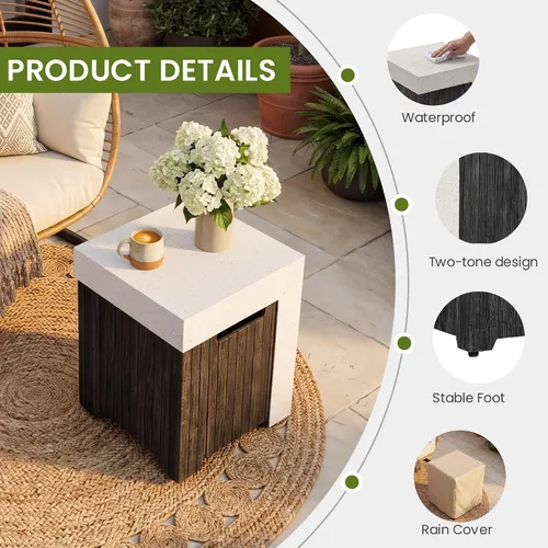 Miniatura 3 de COSIEST Mesa de tanque de propano para exteriores con diseño de grano de madera, mesa de tanque oculta exterior de 16 pulgadas, oculta el tanque