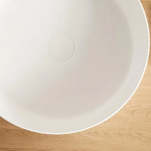 Miniatura 7 de Cpingao Lavabo de Recipiente Redondo de Baño de 17.7 Pulgadas, Lavabo Circular Sobre Encimera de Piedra Mate Moderno Lavabo de Arte para Gabinete