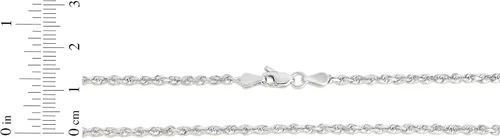 Miniatura 4 de Floreo 10k Yellow Gold or White Gold or Rose Gold 2.5mm Solid Rope Chain Diamond Cut Bracelet or Anklet