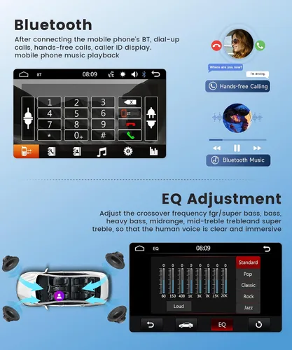Miniatura 6 de Estéreo inalámbrico de un solo DIN con CarPlay y Android Auto, pantalla táctil IPS de 23 cm, radio Bluetooth AM/FM de Upriding con cámara