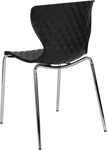 Miniatura 6 de Flash Furniture Lowell Silla apilable de plástico negro con asiento en cascada