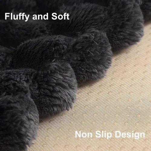 Miniatura 5 de Funda de sofá de felpa suave de imitación de piel, fundas de sofá seccional esponjosas y antideslizantes para sofá de 3 cojines, protector
