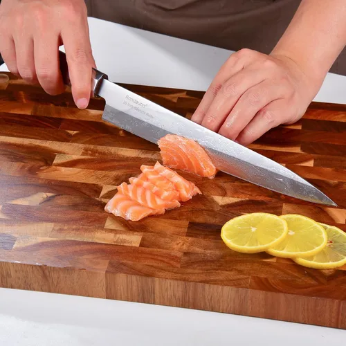 Miniatura 5 de Rondauno Cuchillo Sashimi Yanagiba - Cuchillo de sushi japonés de acero inoxidable de alto carbono de 10 pulgadas para cortar y filetear peces