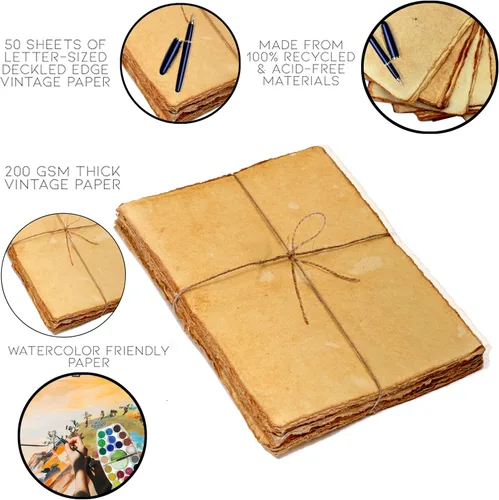 Miniatura 5 de 50 paquetes de papel de acuarela de algodón con borde de cubierta 200 GSM papel de acuarela texturizado en bruto para escritura única Anique