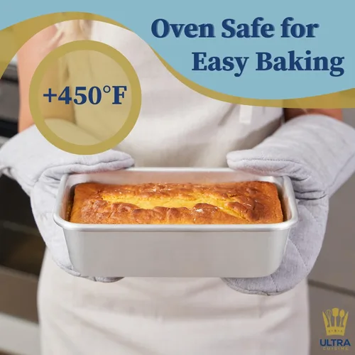 Miniatura 6 de Ultra Cuisine Molde de aluminio para hornear pan, bandeja para pan de 9.5 x 5 pulgadas, 1 libra, fácil de limpiar, calidad, lata de pan duradera