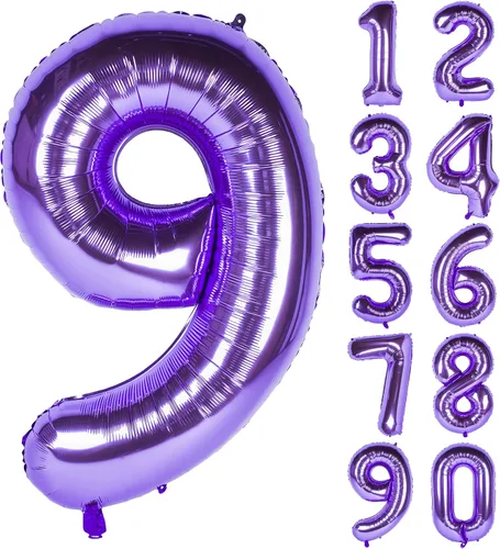Miniatura 7 de Globos de 40 pulgadas para inflar con helio, de película de aluminio, para fiestas, cierre manual (púrpura 0)